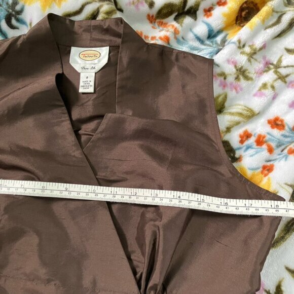 Vintage Talbots Silk Tank Womens 8 Brown 90s Minimalist Neutral Sleeveless Top - Picture 8 of 8